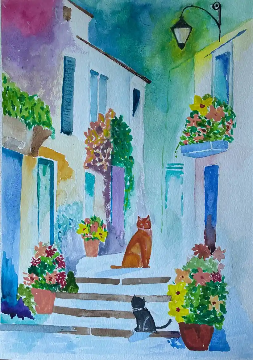 Los gatos y las flores